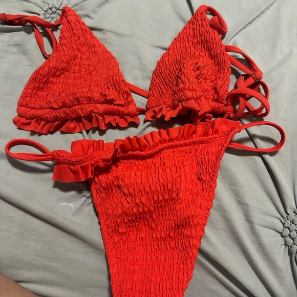 Other - Red Ruffled Bikini Set